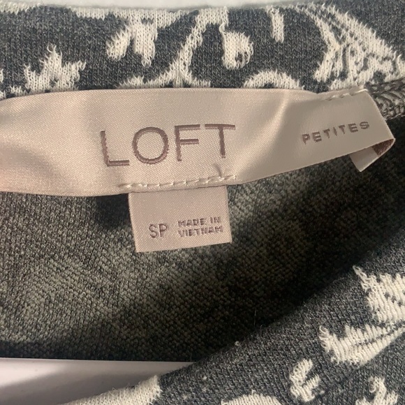 Loft Petite Small Gray & White Long Sleeve Dress - Picture 4 of 5